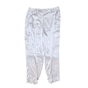 Aritzia Babaton Refined Satin Cargo Pant 16 High-waist Pearl Buckle Japanese